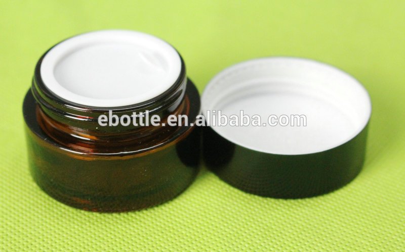 50g Glass cosmetic jar Amber color.