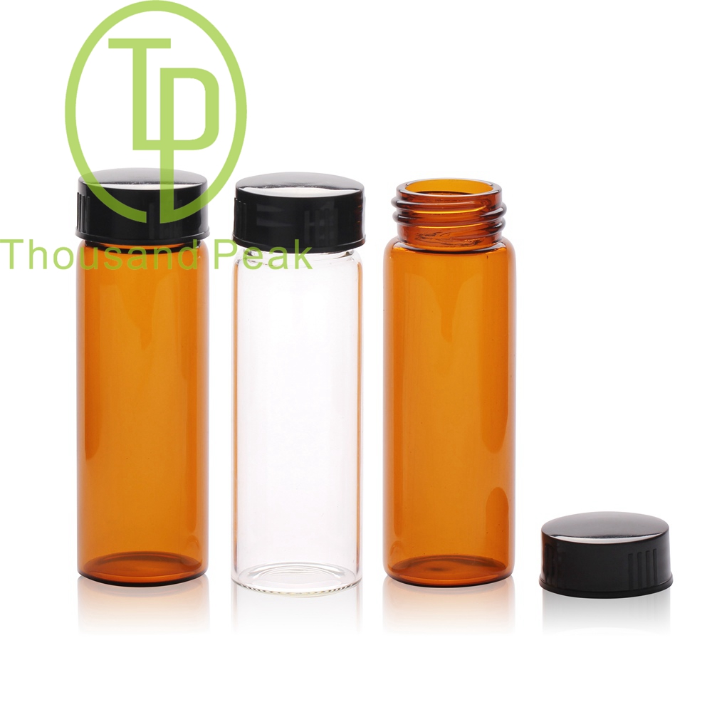 TP-1-12 40ml Clear glass vials with black cap